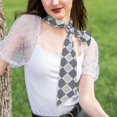 thumbnail image 5 of Tinted Cloth Long Strip Silk Scarf 46.9in×3.1in Soft, Silky, Shiny, Dustproof And Sunscreen For Daily Out Date Travel Photos Argyle Plaid Lightslategray_1, 5 of 6