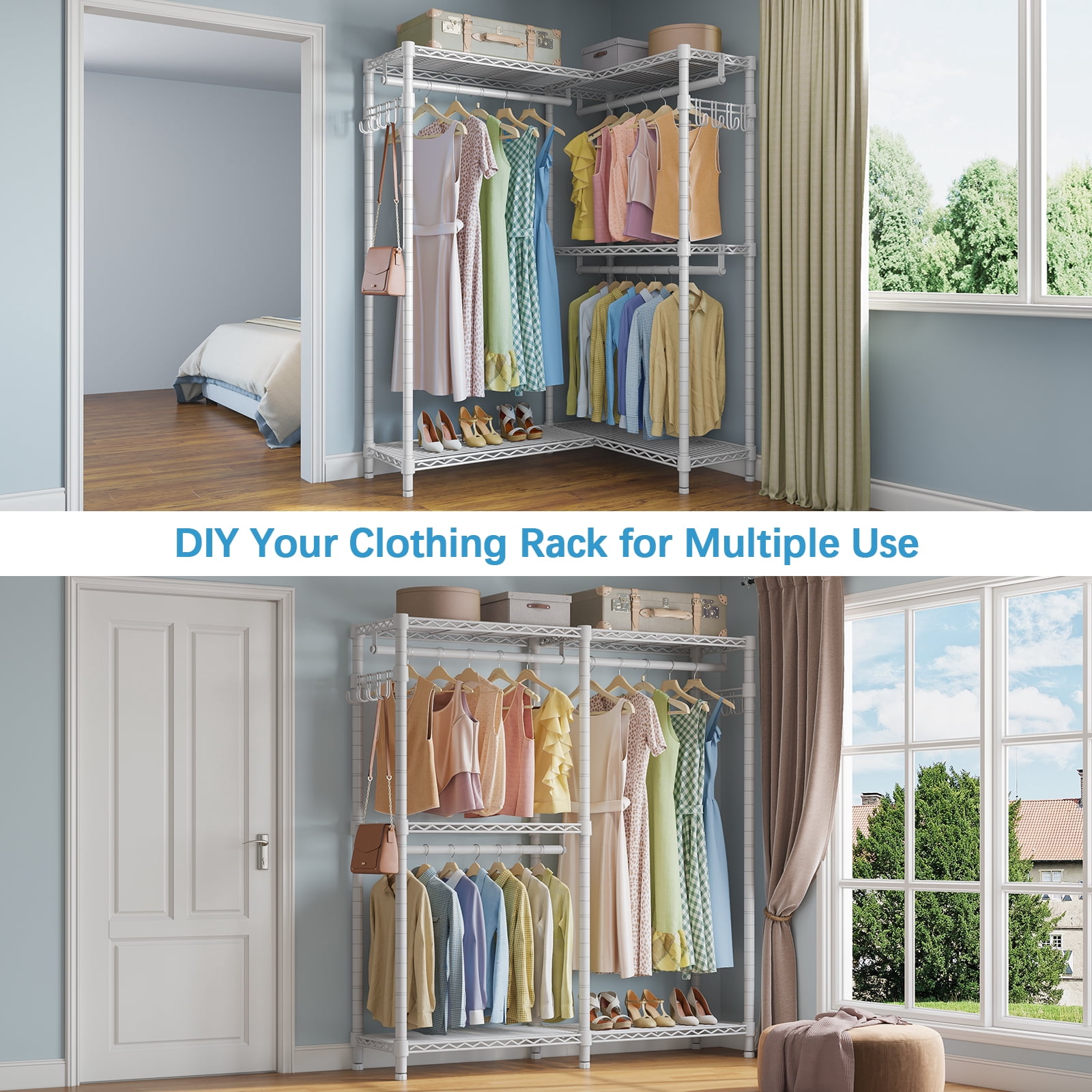VIPEK L4 Garment Rack, L-Shaped Heavy Duty Freestanding Closet for