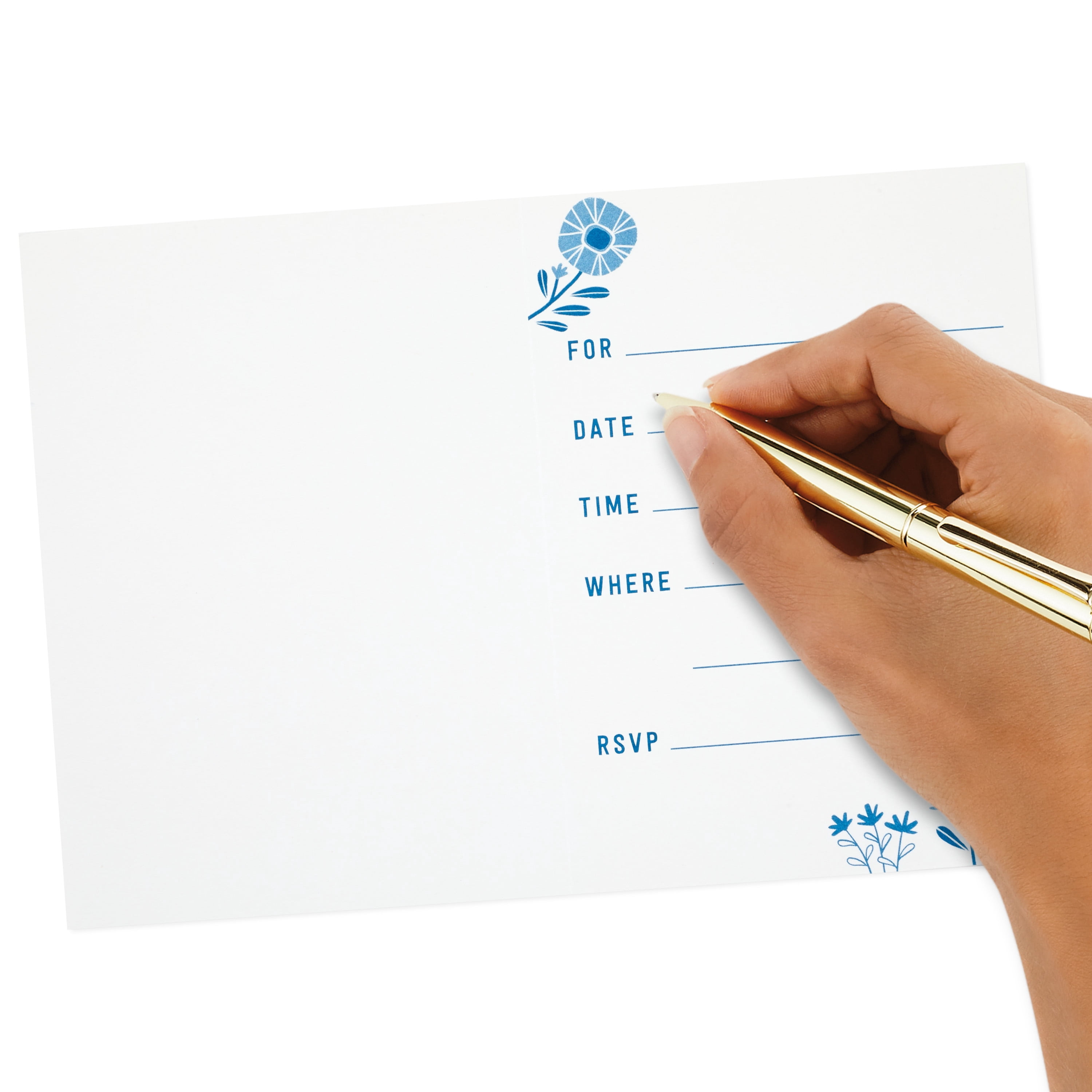Hallmark Party Invitations, Floral on Aqua, 10 ct.