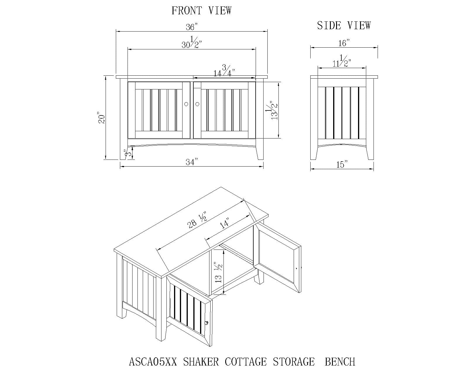 Alaterre Shaker Cottage Storage Bench Coat Hook With Storage