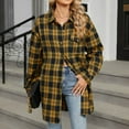 thumbnail image 2 of Womens Button Down Shirts Dressy Casual Plaid Print Long Sleeve Lapel Collar Tops Trendy Relaxed Fit Business Work Blouses with Pocket, 2 of 9