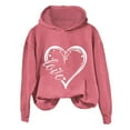 thumbnail image 4 of Baqcunre Womens Tops Love Women's Letter Print Long Sleeve Hooded Sweatshirt(Hot Pink S-3XL),Womens Sweatshirt Womens Hoodies Graphic Hoodies Valentine'S Day Shirts For Women, 4 of 4