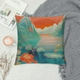 thumbnail image 2 of JEUXUS Square Throw Pillow Covers Beautiful Mountains Landscape Pillow Cases Decorative for Home Bedroom Sofa Cute Japanese Koi Fish Blooming Flowers Painting Pillowcases Standard Size, 2 of 5
