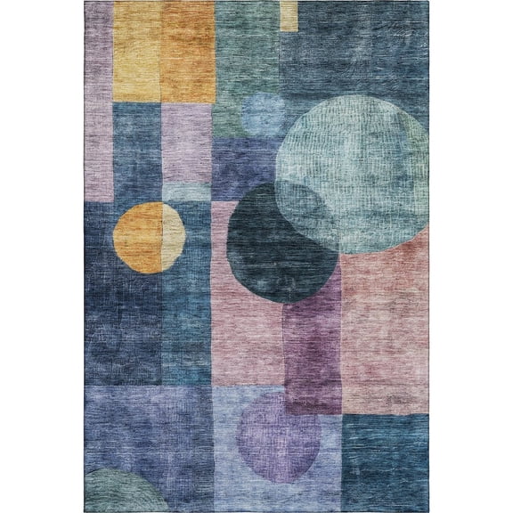 Addison Rugs Mayfield Premium Machine Washable Transitional Geometric Blue Rectangle Rug, 5' x 7'6"