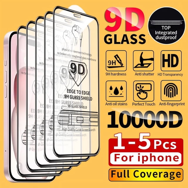 2-4Pcs 9D Screen Protector For iPhone 16 15 14 13 12 11 Pro Max Protective Glass For iPhone XR XS Max Full Cover Tempered Glass
