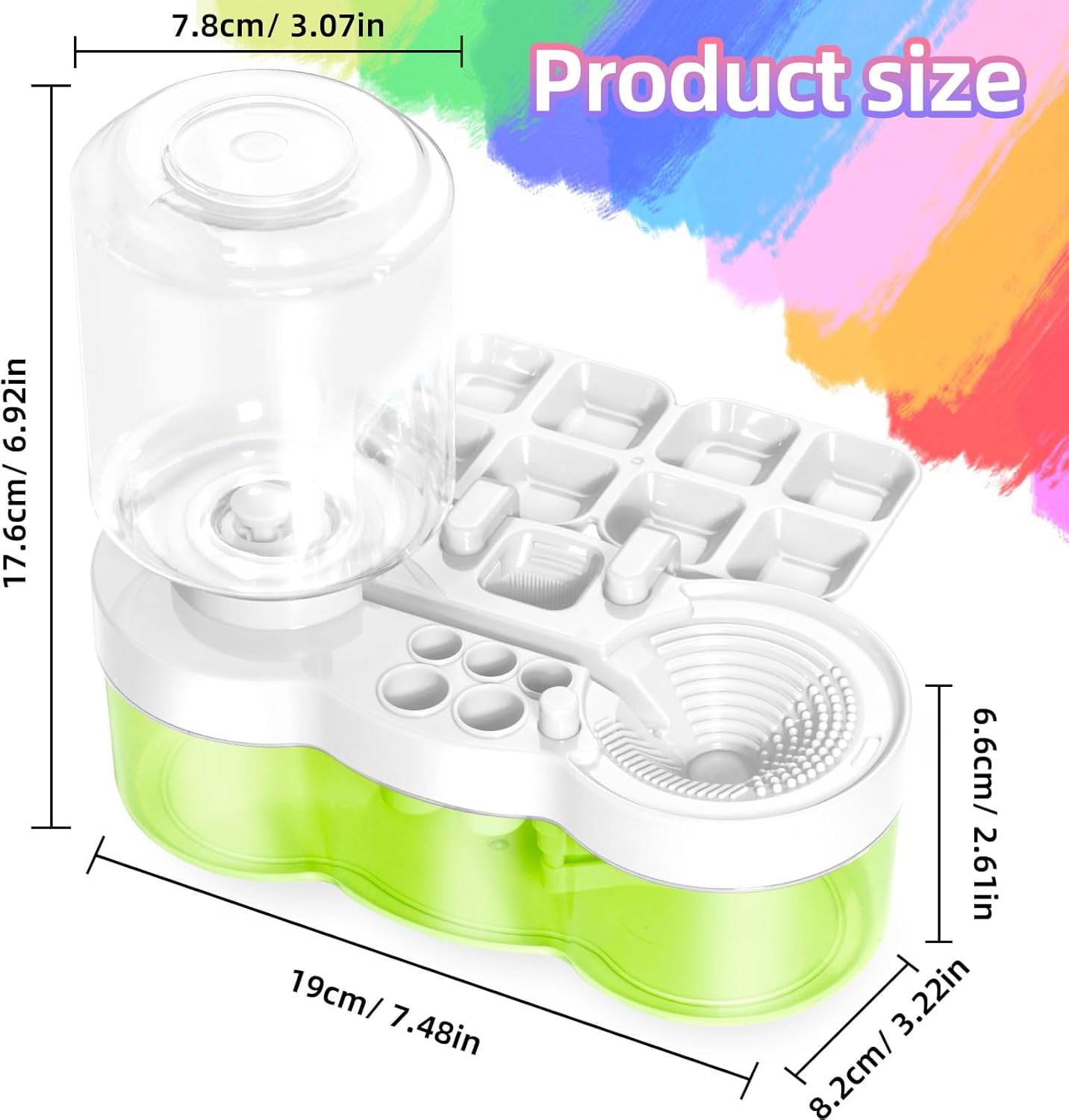 ABPETE Paint Brush Cleaner with Paint Tray, Upgraded 6-in-1 Painting Supplies with Drain and Brush Holder, Water Circulation Painting Supplies for Acrylic, Watercolor, Water Based Paints（White）