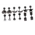 thumbnail image 4 of 6 pares de pendientes femeninos de acero inoxidable con rosca de bola, Negro Sunnimix Aretes de acero inoxidable, 4 of 8