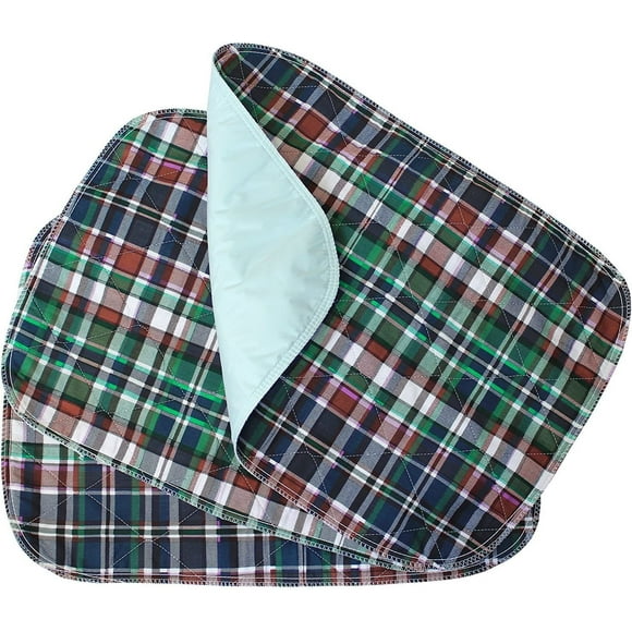 3 Pack - Plaid Small Washable Chair Pad Bed Pad/Small Reusable Incontinence Chair Underpad 18x24 - Perfect for Children and Adults Incontinence Protection