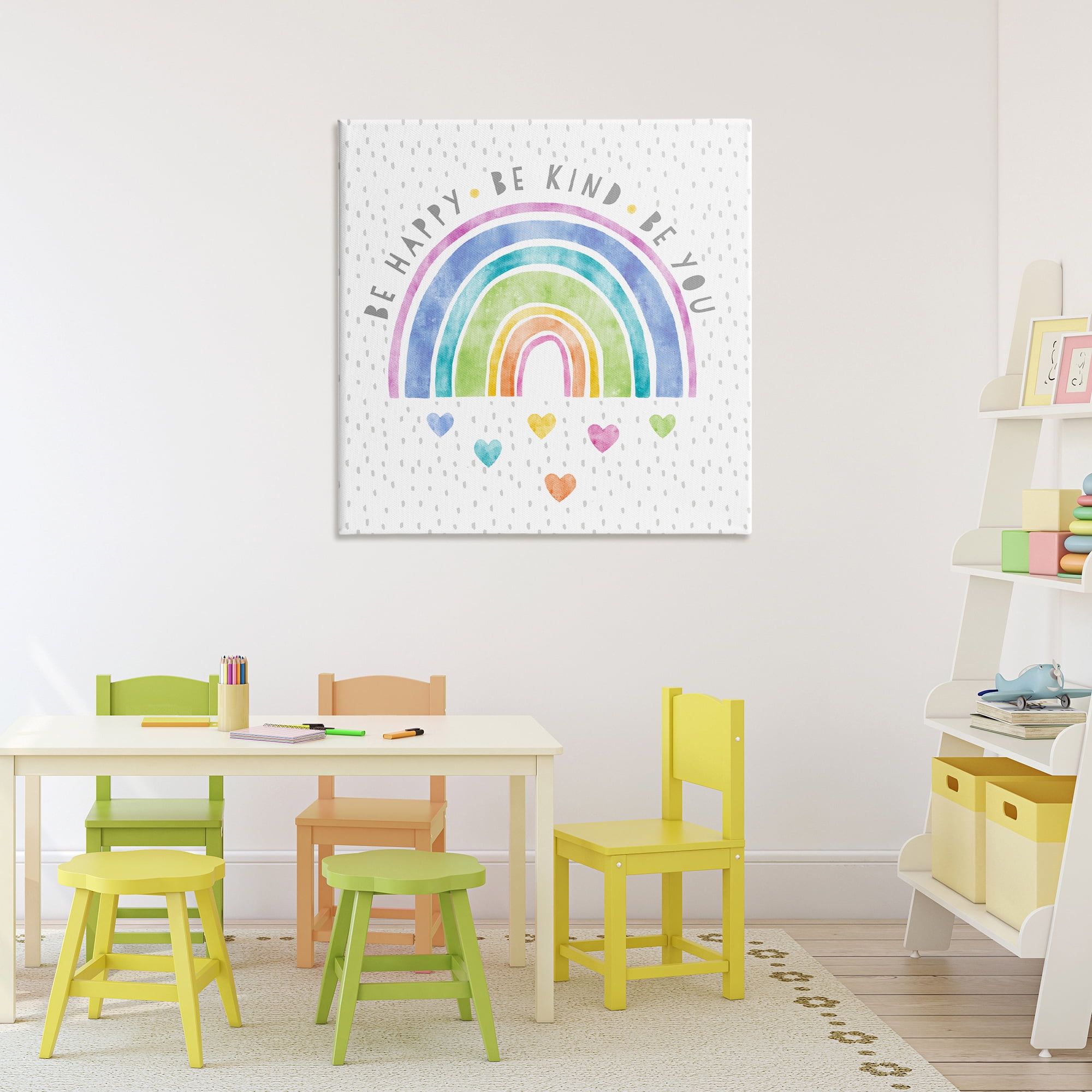 Stupell Industries Be You Hearts & Rainbow Canvas Wall Art, design by Suzanne Nicoll