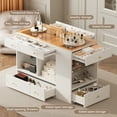 thumbnail image 6 of MODERNLUXE Closet Island with 6 Drawers,Wardrobe Armoire Bedroom Island with Glass Display Top & Open Shelves,Wooden Walk-in Closet Island for Bedroom,White, 6 of 9