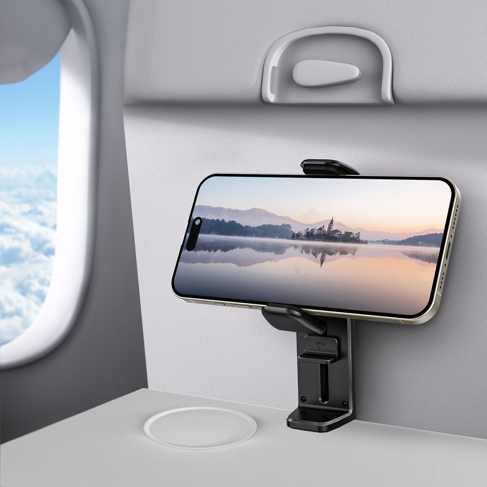 Travel Holder for Boost Mobile Celero 5G Plus (2024) - Phone Mount Desktop Stand Airplane 360 Degree Rotation Cradle Hands Free