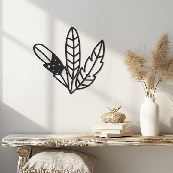 Violaura Feathers Metal Wall Art - Easy to Install Hanging Perfect for Home, Living Room Decor (12" x 12")