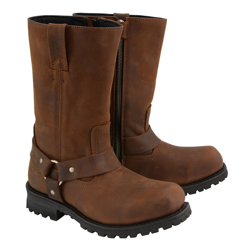 leather biker boots brown