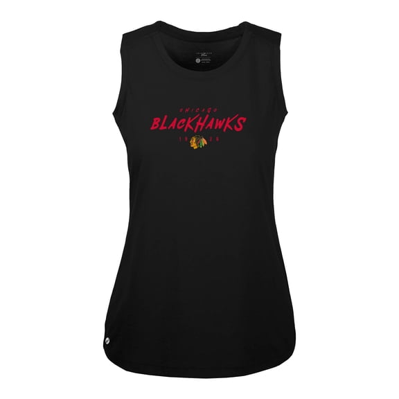 Women's Levelwear Black Chicago Blackhawks Macy Scratched Tank Top