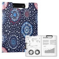 FORMRS A4 Clipboard Folder with Pen Holder Horizontal Foldable School Office Binder, Blue Fireworks Pattern