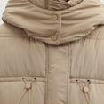thumbnail image 5 of Scyoekwg Coats for Women Plus Size Winter Thickened Warm Jackets Zippered Long Cotton Coat Long Sleeve Solid Color Casual Outwear Loose Winter Warm Jackets Outerwear (Khaki,M), 5 of 7