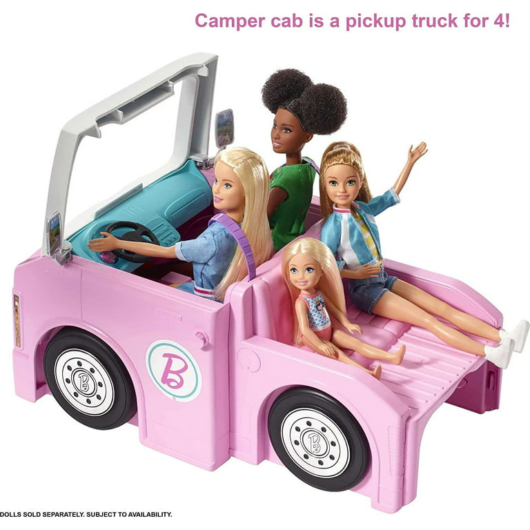 Barbie 3-in-1 DreamCamper Vehicle, approx. 3-ft, Transforming Camper with  Pool