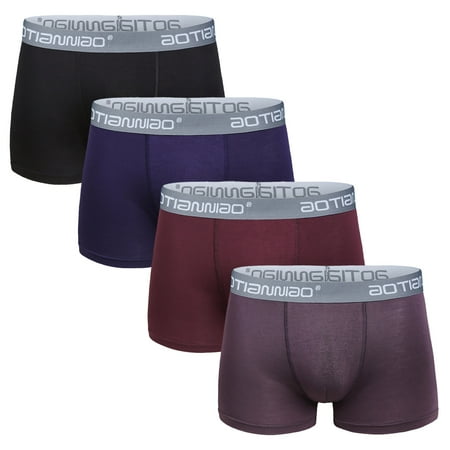 

QWERTYU Pouch 4 Pack Soft Trunks Stretch Breathable Briefs Comfort Male Underwear for Men black gray wine blue L