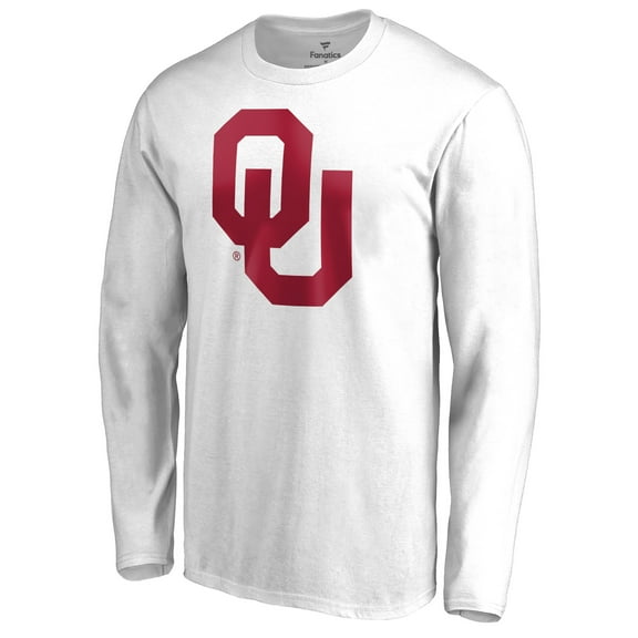 Men's White Oklahoma Sooners Primary Logo Long Sleeve T-Shirt