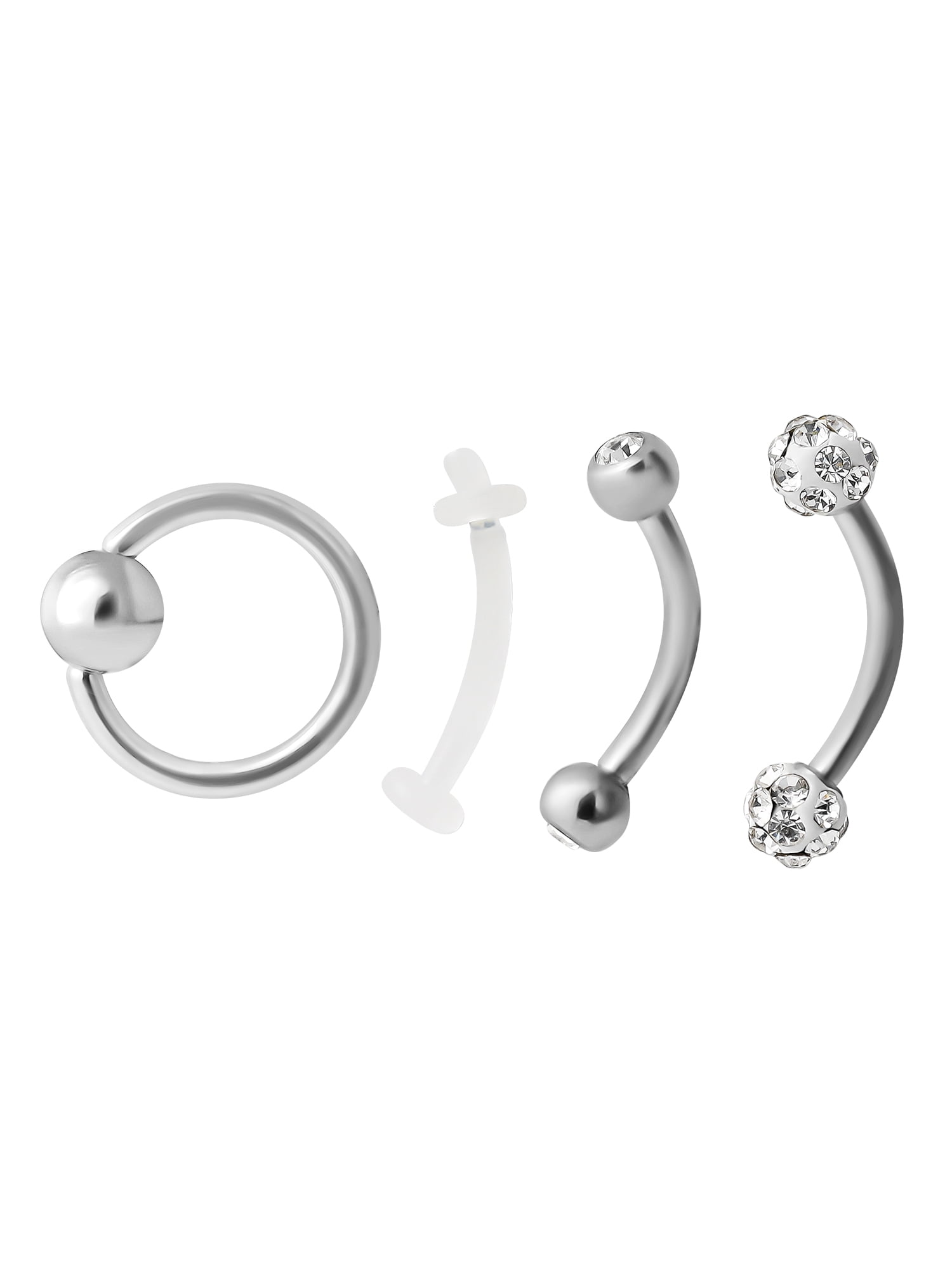 Body Jewelry Women's 16G Assorted Eyebrow Jewelry 4-Pack