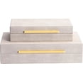 thumbnail image 2 of Ivory Shagreen box Faux Leather Set of 2 Decorative Boxes,Large Stacking Storage Decorative Boxes with Lids for Modern Home Decor Jewelry Box Organizer, 2 of 7