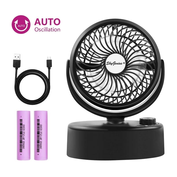 Skygenius Battery Operated Mini Oscillating Table Fan Portable