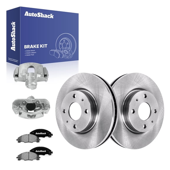 AutoShack Front Vented Brake Rotors   Ceramic Pads   Calipers 8-PC Brake Kit Replacement for 2008-2011 Ford Focus 10.83" (275 mm)