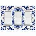 thumbnail image 1 of Metal Light Switch Plate Cover Elegant Blue White Mandala Tile Pattern TIL025, 1 of 15