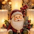 thumbnail image 4 of Christmas Flameless Candle Centerpiece Wreath Light with Warm LED Flickering Pillar Lights Pine Cones Artificial Berries Accent for Dining Table Mantle Festive Holiday Party Home Display, 4 of 6