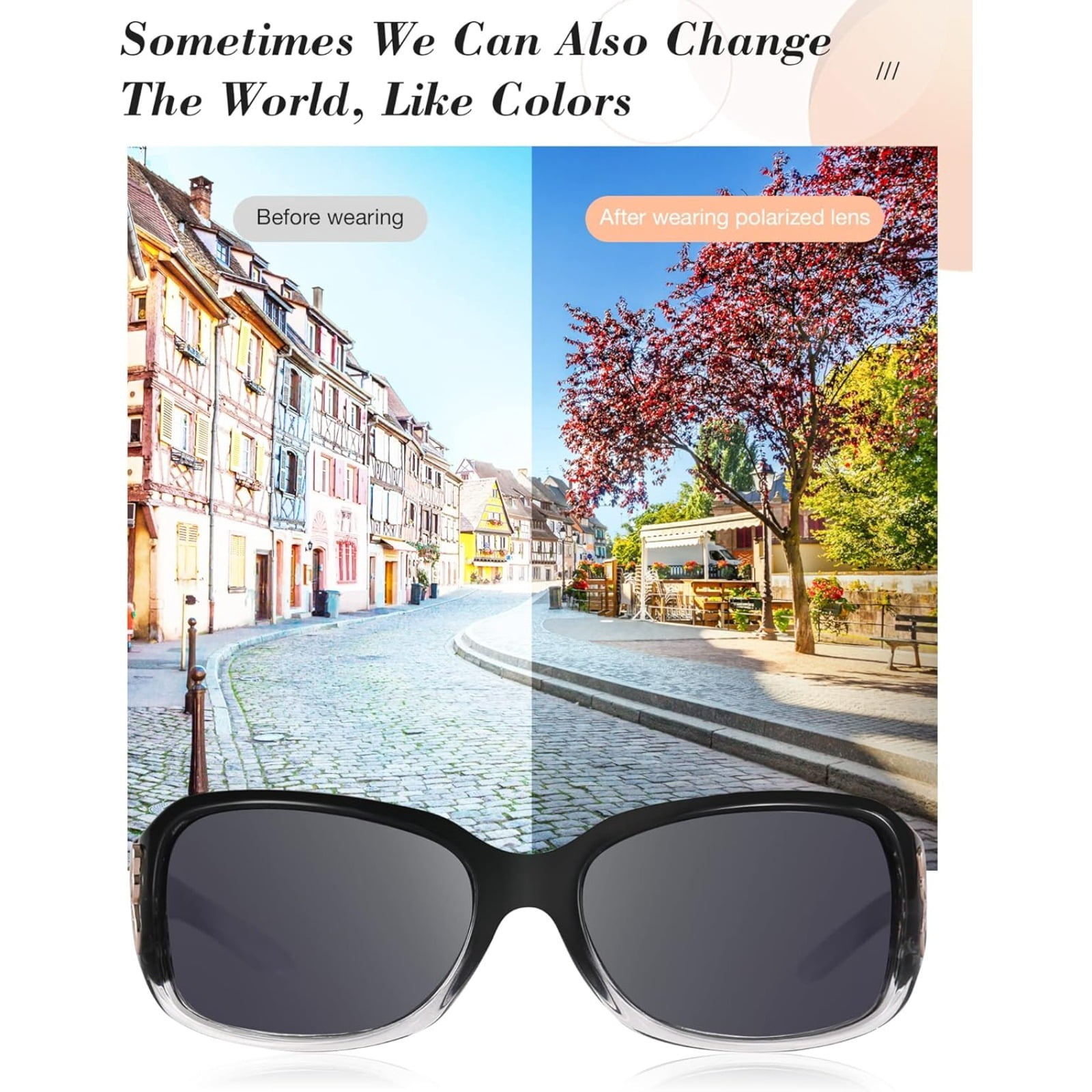 Polarized Sunglasses for Women with Wrap Around Butterfly Design, Trendy Jackie-O Style for UV400 Protection