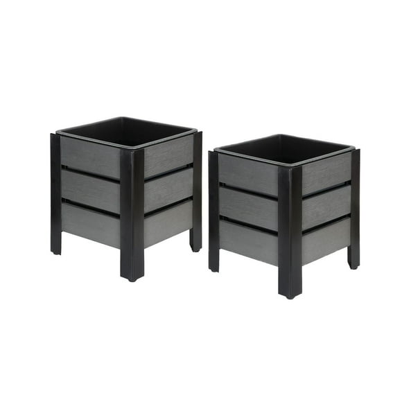 Grapevine Faux Wood Planters with Metal Frame, Square, 2 Pack
