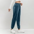 thumbnail image 5 of Lenpel Women's Velour Joggers Soft Casual Elastic High Waisted Tapered Velvet Sweatpants Comfy Lounge Pants with Pockets(Blue,Medium), 5 of 6