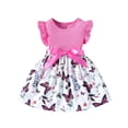 thumbnail image 1 of Odeerbi Niñas Algodón Rib Knit Floral Vestidos Verano Ruffle Manga Arco Princesa Vestido Niños Impreso Sin Mangas Cuello Redondo Rodilla Vestido, 1 of 5