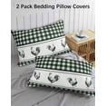 thumbnail image 2 of Farmhouse Green Plaid King Pillow Cases Set of 2 - Microfiber Bed Throw Pillow Covers, Vintage Country Cock Checkered Decorative Lumbar Pillow Cover with Envelope Closure for Sofa/Travel 20"x36", 2 of 6