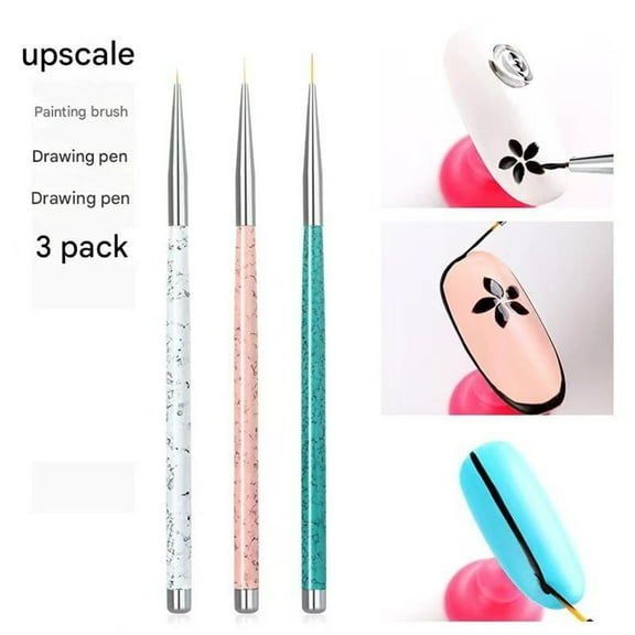3Pcs Nail Line Drawing Pens Professional Ultra Fine Brushes for Salon and Home Nail Art