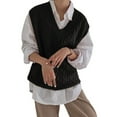 thumbnail image 2 of Sleeveless Knit Sweater Spring Autumn Casual Loose Cable Vest Pullovers, 2 of 5