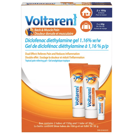 Voltaren Emulgel Back and Muscle Pain Relief Gel, 2 x 150g + 30g