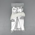 thumbnail image 1 of Ambesonne Nautical Bedding Set 3 Pcs, Doodle Boat on Waves, Twin, Black White, 1 of 3