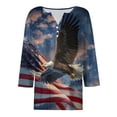 thumbnail image 5 of GEWSEY 2026 USA 250th Anniversary T Shirt Women – Patriotic American Flag V-Neck Top 3/4 Sleeve Independence Day Gift (Dark Blue, 3XL), 5 of 8