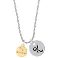 thumbnail image 1 of Delight Jewelry Goldtone Te Quiero Disc Silvertone Script Initial Disc - K - Charm Necklace, 20"+3", 1 of 4