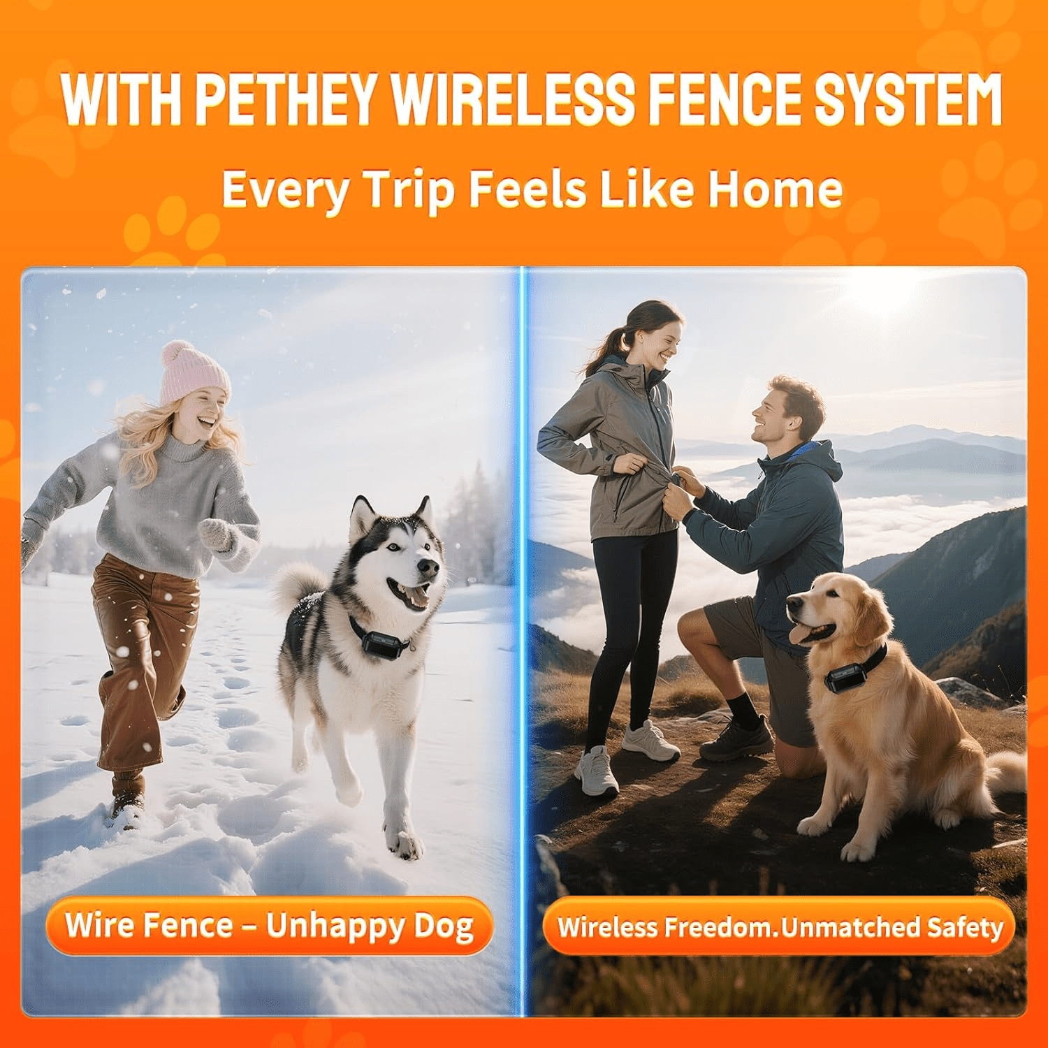 Wireless Dog Fence for 3 Dogs – 10-120ft Adjustable Range, 1 Acre High-Precision Radar Wireless Dog Fence System, IPX7 Waterproof Collar for Indoor/Outdoor(1 Collars)