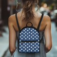 thumbnail image 4 of HELLHERO Blue White Star Mini Backpack Purse, Lightweight Polyester Travel Daypack with Front Pocket for Women Work and Hiking, 4 of 8