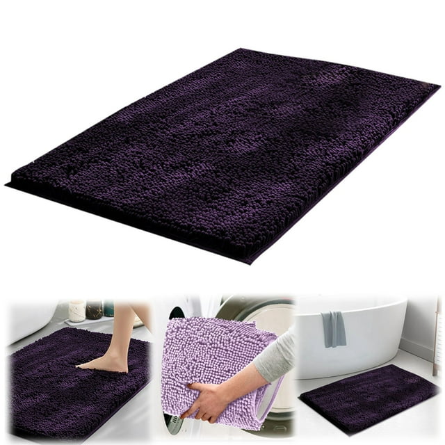 HANDIED Polyester carpet 24x16in Silky Soft Bathroom Rugs Non Absorbent Cotton Mats Thick Toilet Area Rugs For Bathroom Shower & Machine Washable Entrance Mats