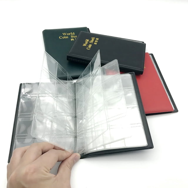 Naierhg 120 Pockets Coins Collection Book Dust-proof Protective PVC Cold Resistant Large Capacity Coin Holder for Home
