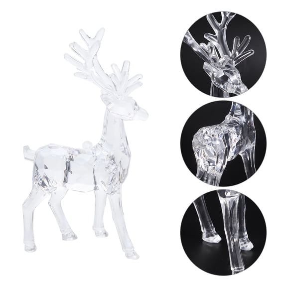 PartyKindom 2pcs Clear Reindeer Figurine Elk Ornament Decorative Ornament Christmas Transparent