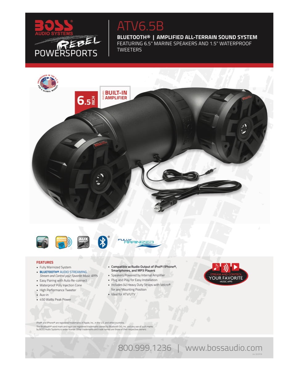 boss 450 watt atv speaker