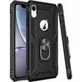 thumbnail image 4 of ULAK iPhone XR Case with Ring Holder, Heavy Duty Shockproof Kickstand Phone Case for Apple iPhone Xr for Men Boys Kids, Black, 4 of 11