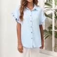 thumbnail image 2 of Moda mujer verano manga corta redondo pulóver sólido Casual blusa Tops Fridja  ghk3588, 2 of 4