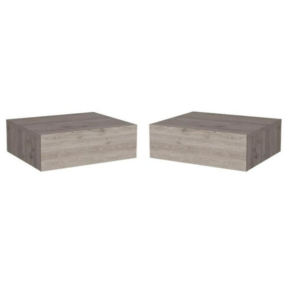 Home Square Engineered Wood Nightstand in Light Gray - Set of 2