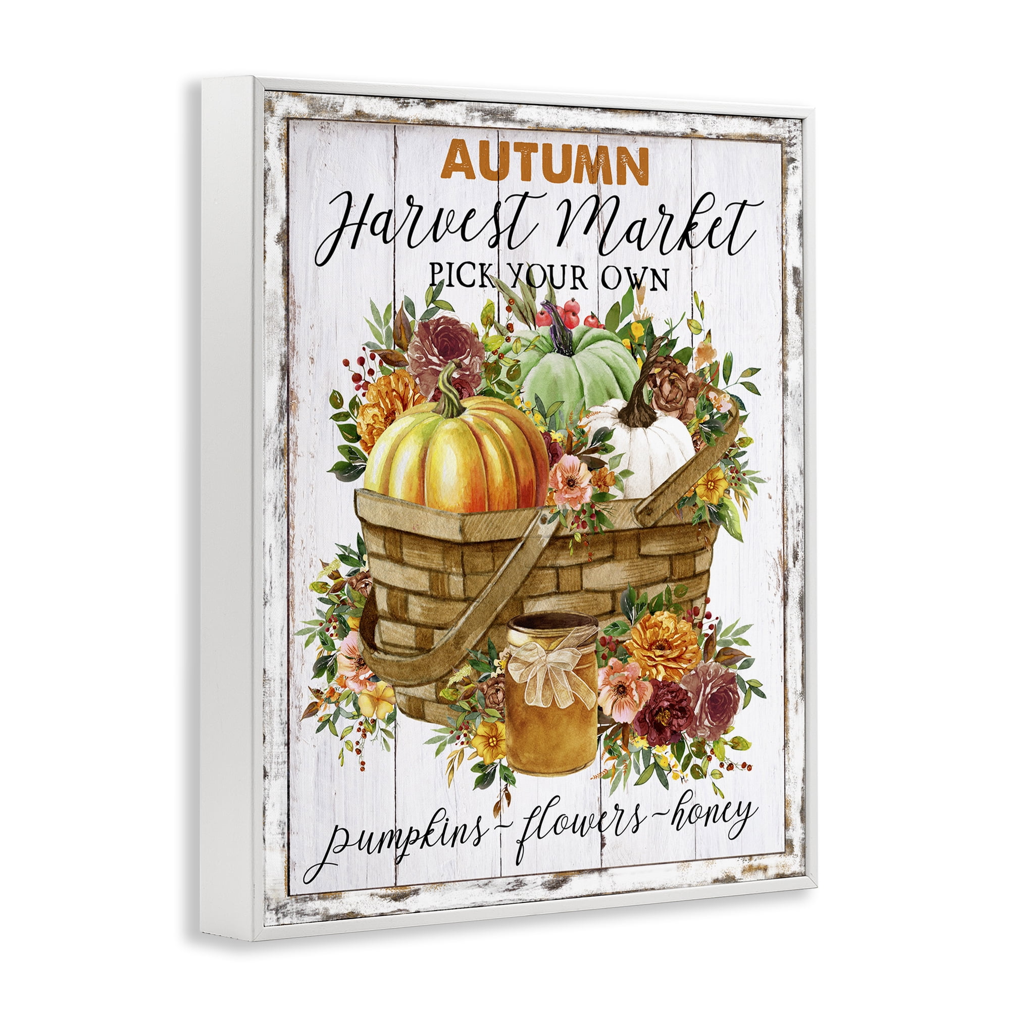 Stupell Industries Autumn Floral Market Holiday Painting White Framed Art Prints Wall Art, 16 x 20